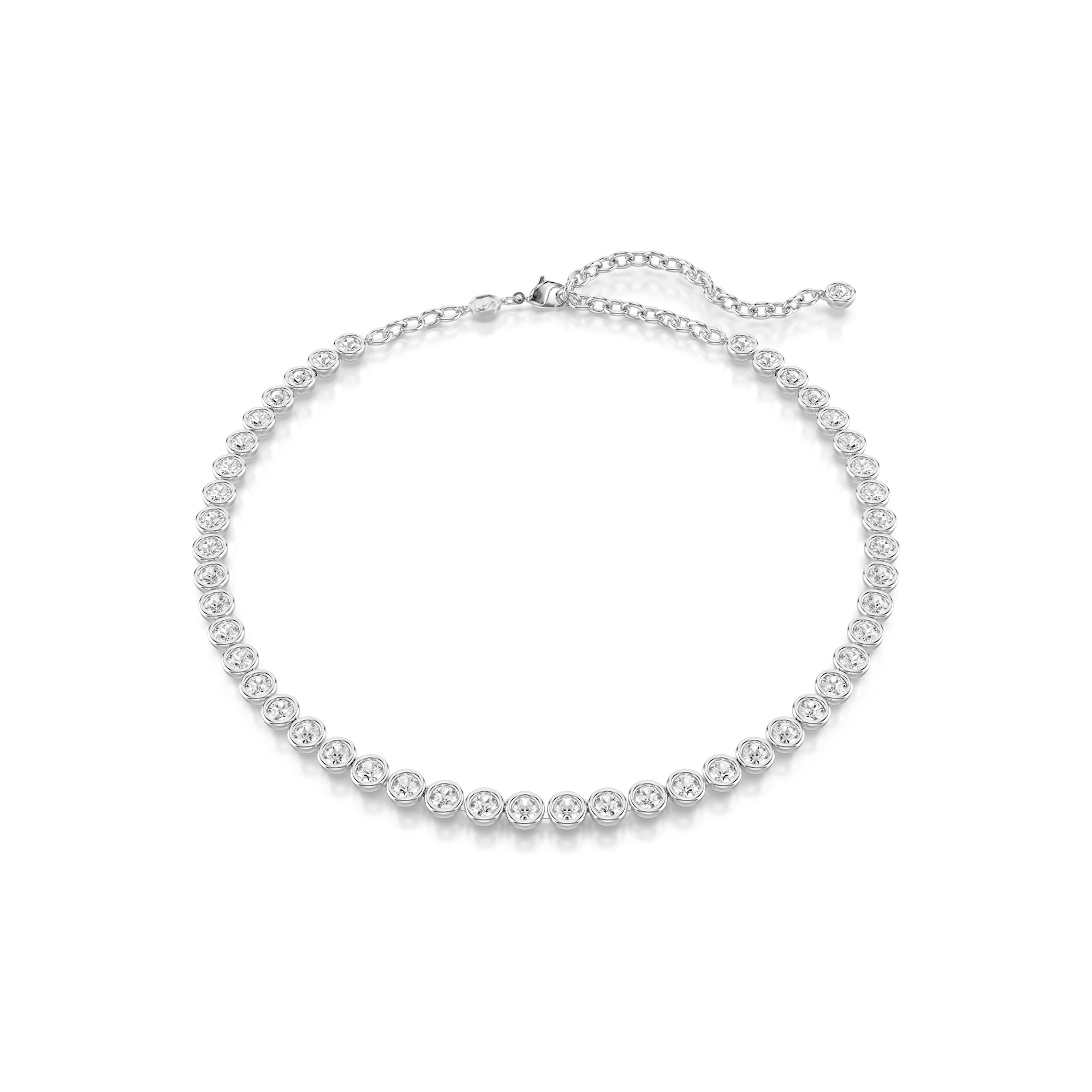 Swarovski Imber Tennis Necklace - Rhodium Plated - White Crystals