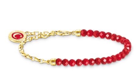 Thomas Sabo Yellow Gold Plated Sterling Silver Bracelet with Red Beads
