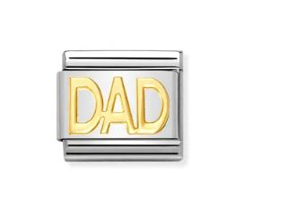 Nomination Composable Classic 'Dad' Link in Stainless Steel & Yellow Gold