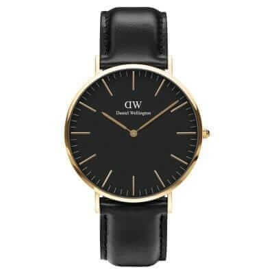 Daniel Wellington Classic Sheffield 40mm Black Dial Black Leather Strap Quartz Watch