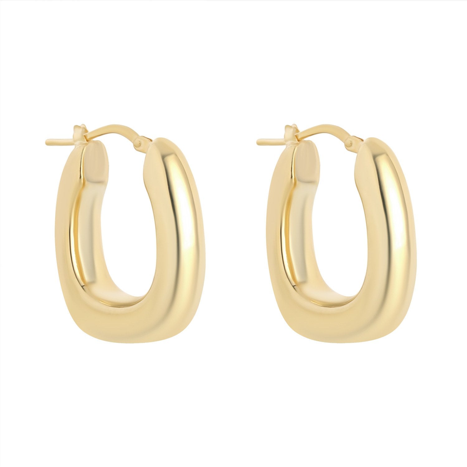 Sterling Silver Yellow Gold Plated Cushion Shape Hoop Earrings