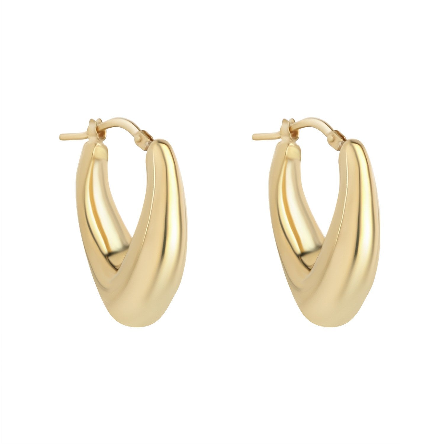 Sterling Silver Yellow Gold Plated Wave Hoop Earrings