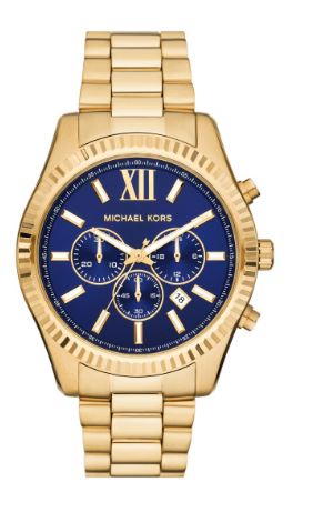 Michael Kors Mens Lexington Chronograph Blue 44 mm Watch Bracelet