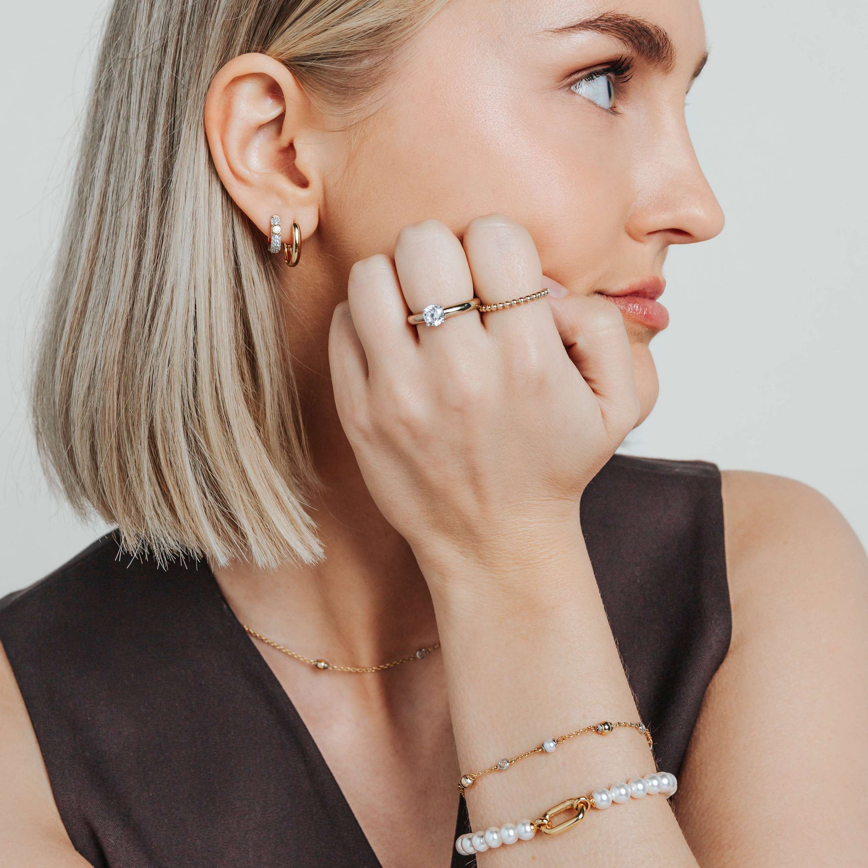 Ti Sento Synthetic Pearl Bracelet With Stainless Steel Gold Plated Clasp