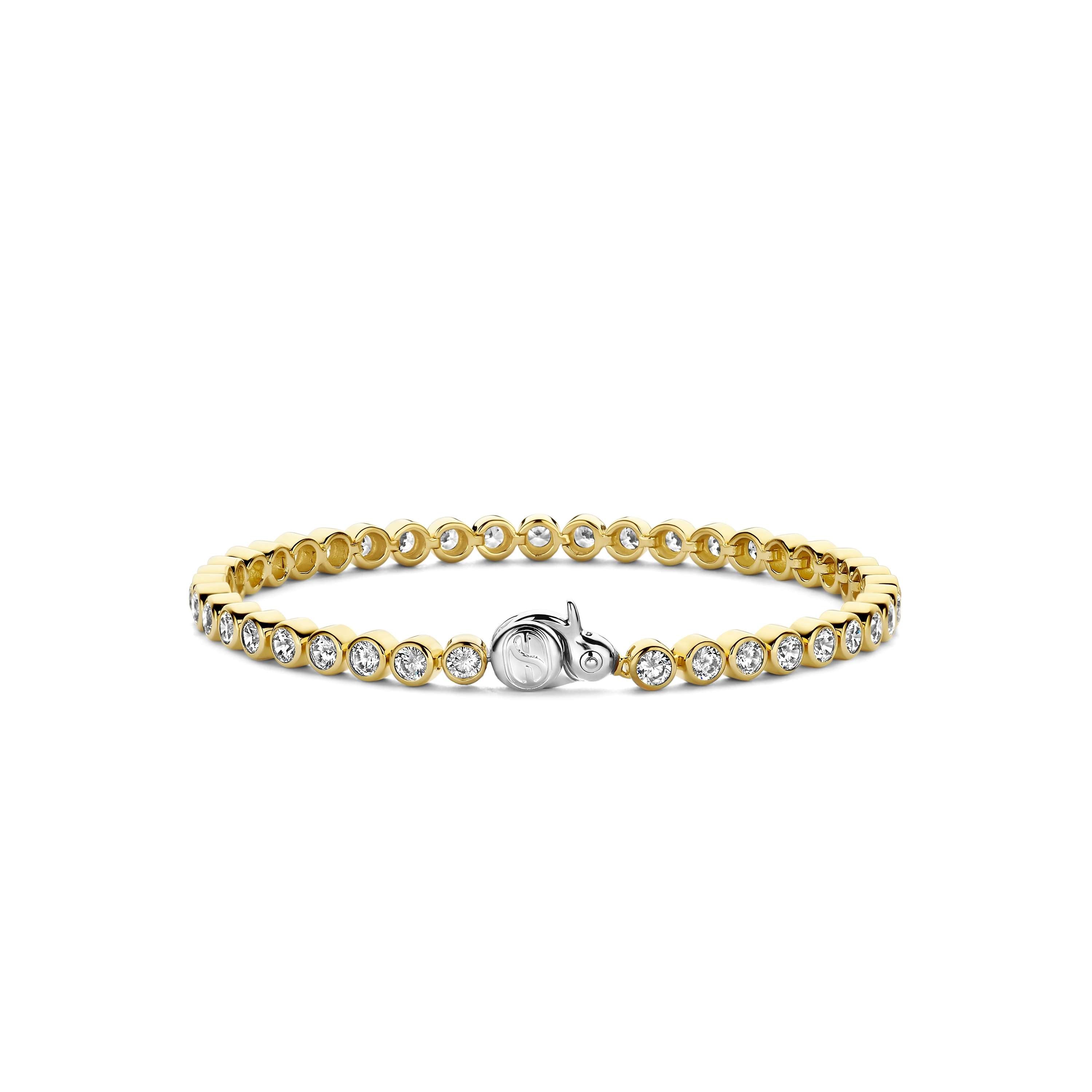 Ti Sento Gold Plated Cubic Zirconia Rubover Tennis Bracelet 7'