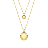 Swarovski Sublima Double Chain Pendant - Gold Tone-Plated - White Crystals