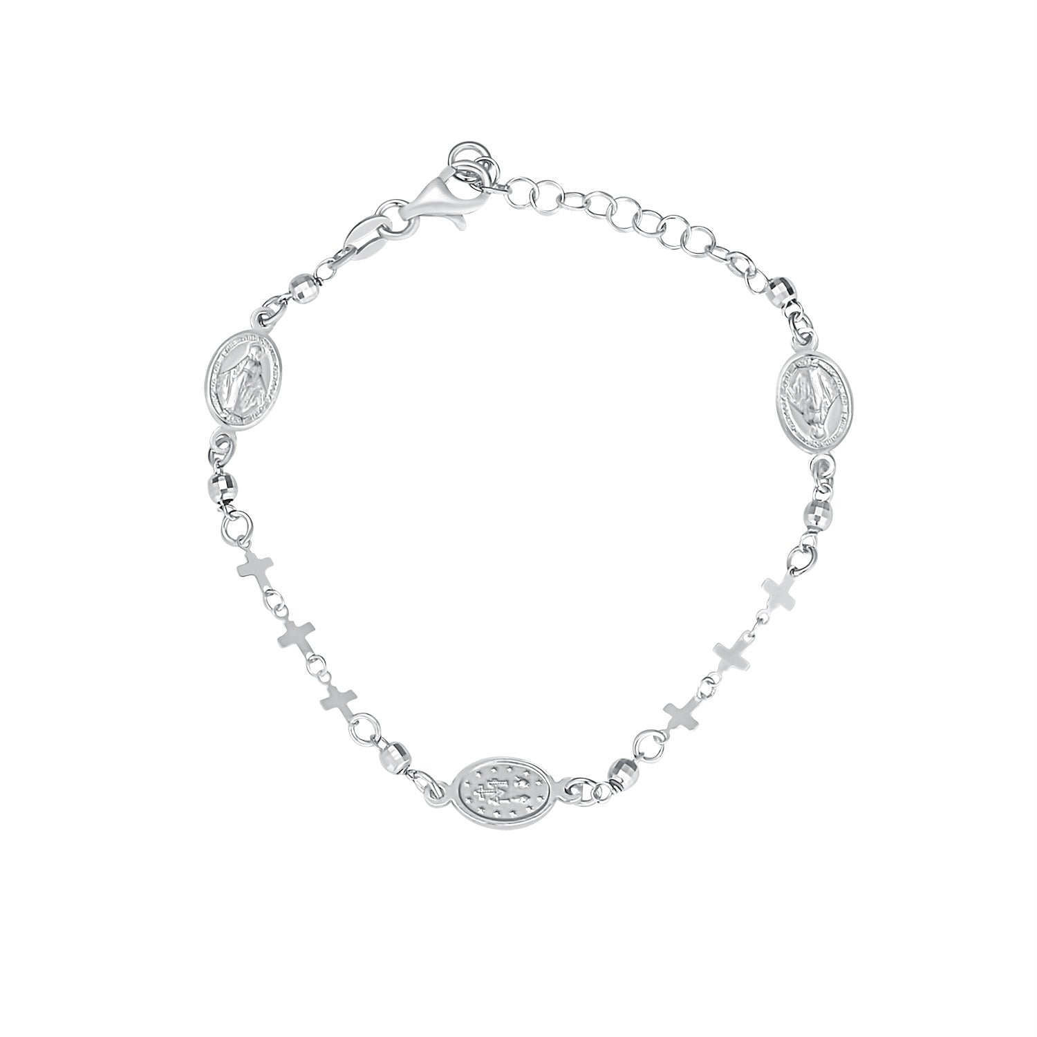 Sterling Silver Miraculous Multi Cross Bracelet