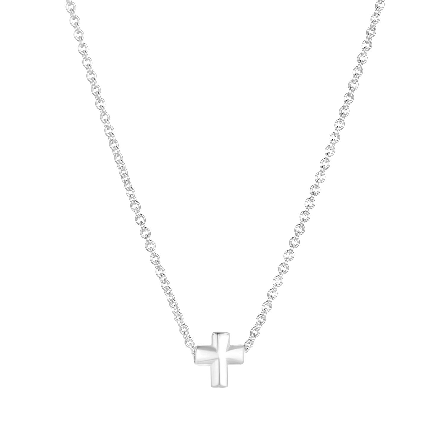 Sterling Silver Small Cross Necklace 15-17'