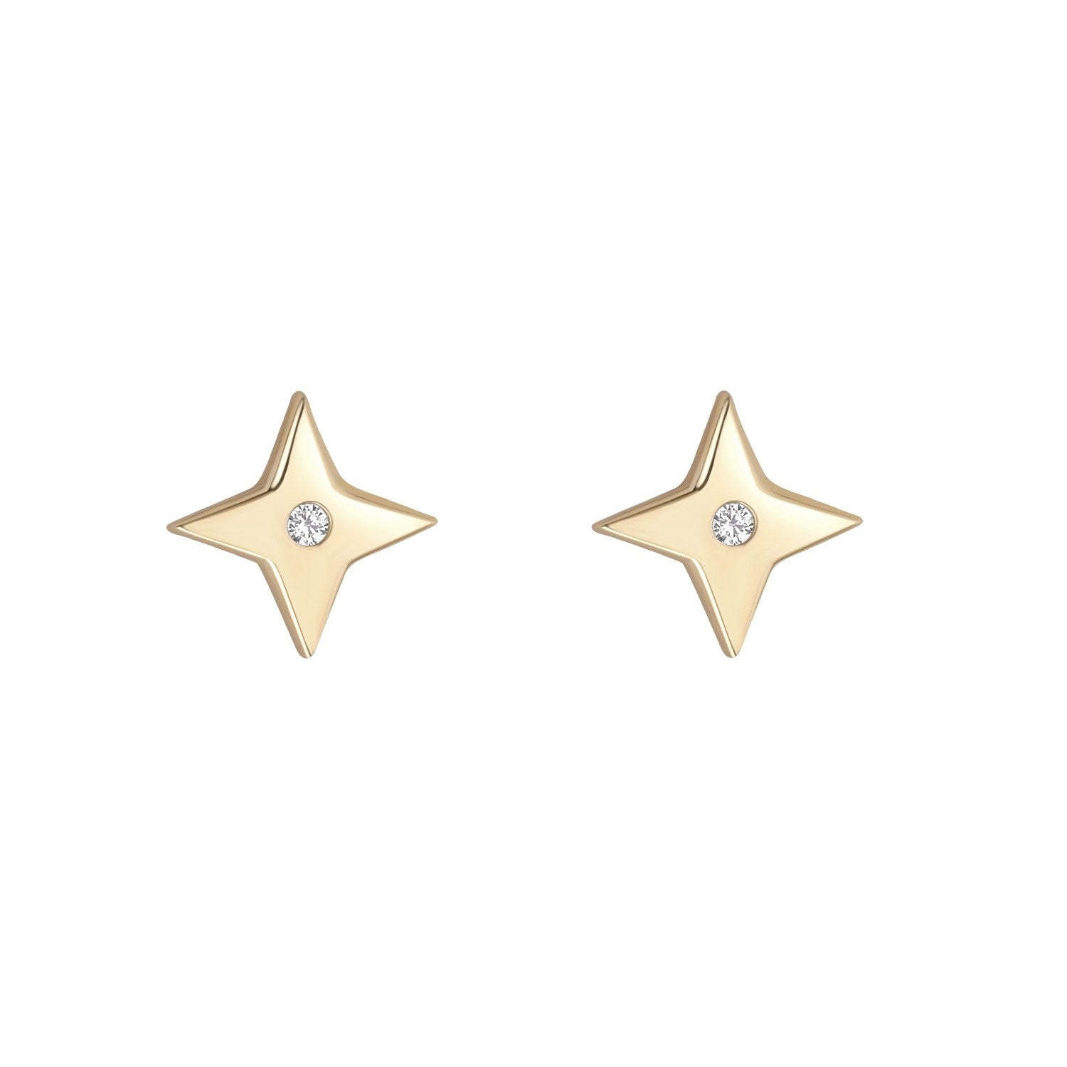 9ct Yellow Gold Cubic Zirconia Star Stud Earrings