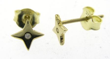 9ct Yellow Gold Cubic Zirconia Starfish Stud Earrings
