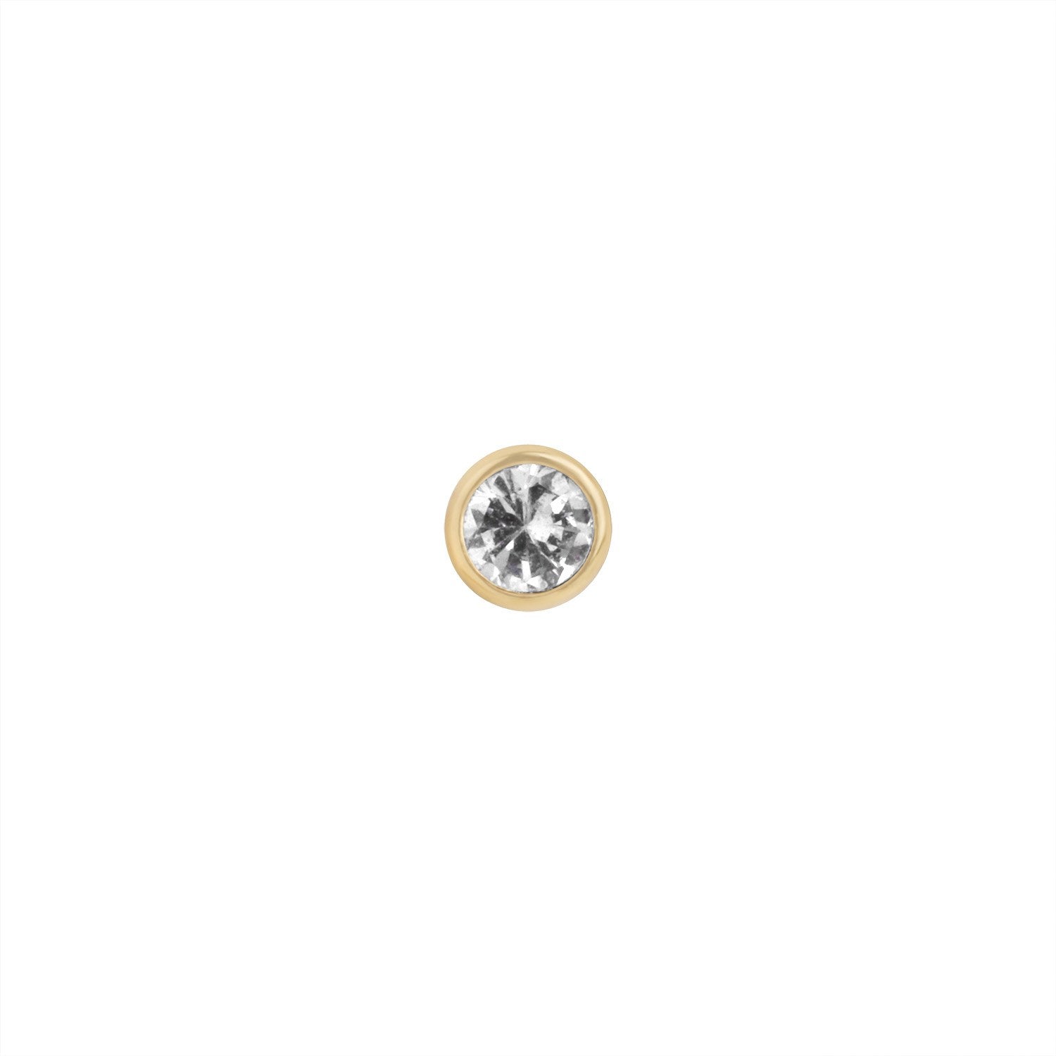 9ct Yellow Gold Single Cubic Zirconia Rubover Stud Earring 3mm
