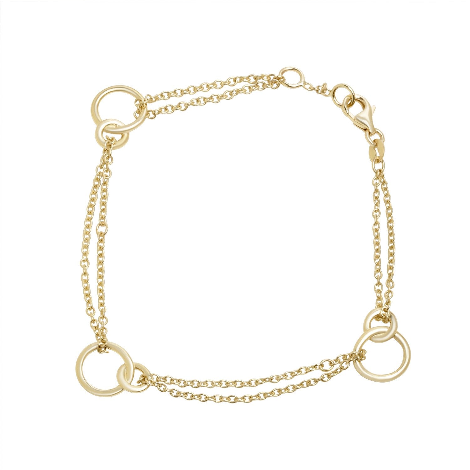 9ct Yellow Gold 3 Interlocking Circles Bracelet