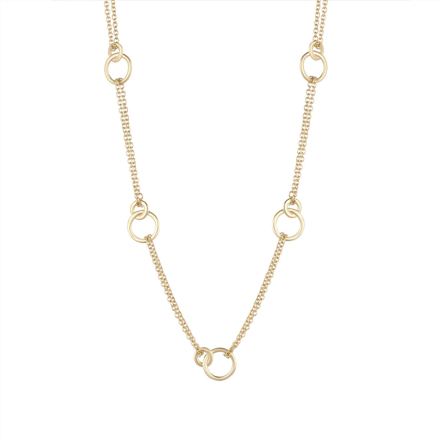 9ct Yellow Gold Five Interlocking Circles Necklace