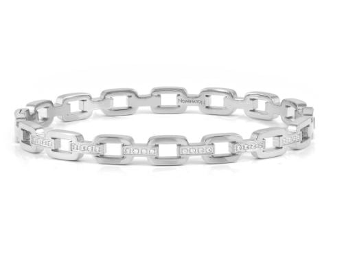 Nomination Stainless Steel Cubic Zirconia Chain Link Bangle - Small