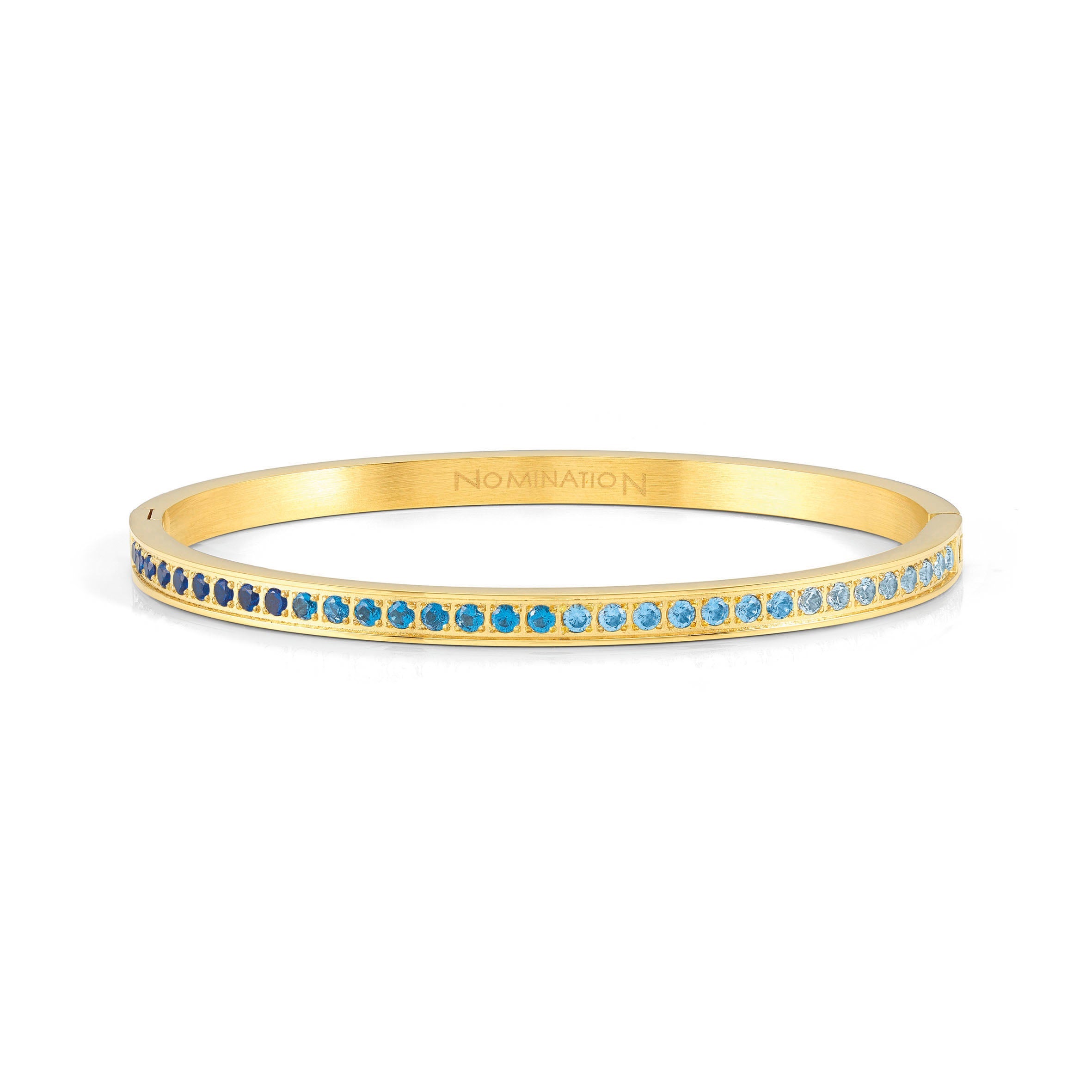 Nomination Pretty Bangles Yellow Gold Plated Stainless Steel Blue Cubic Zirconia Bracelet