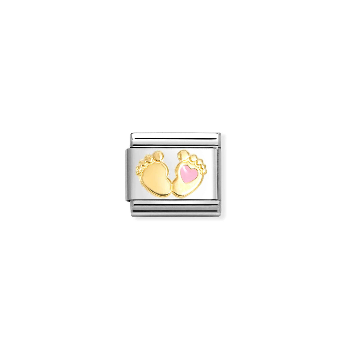 Nomination Composable Classic Pink Foot Charm - Stainless Steel & 18k Gold with Enamel