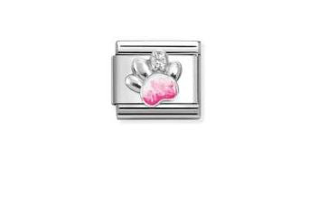 Nomination Composable Classic Pink and White Paw Charm Link
