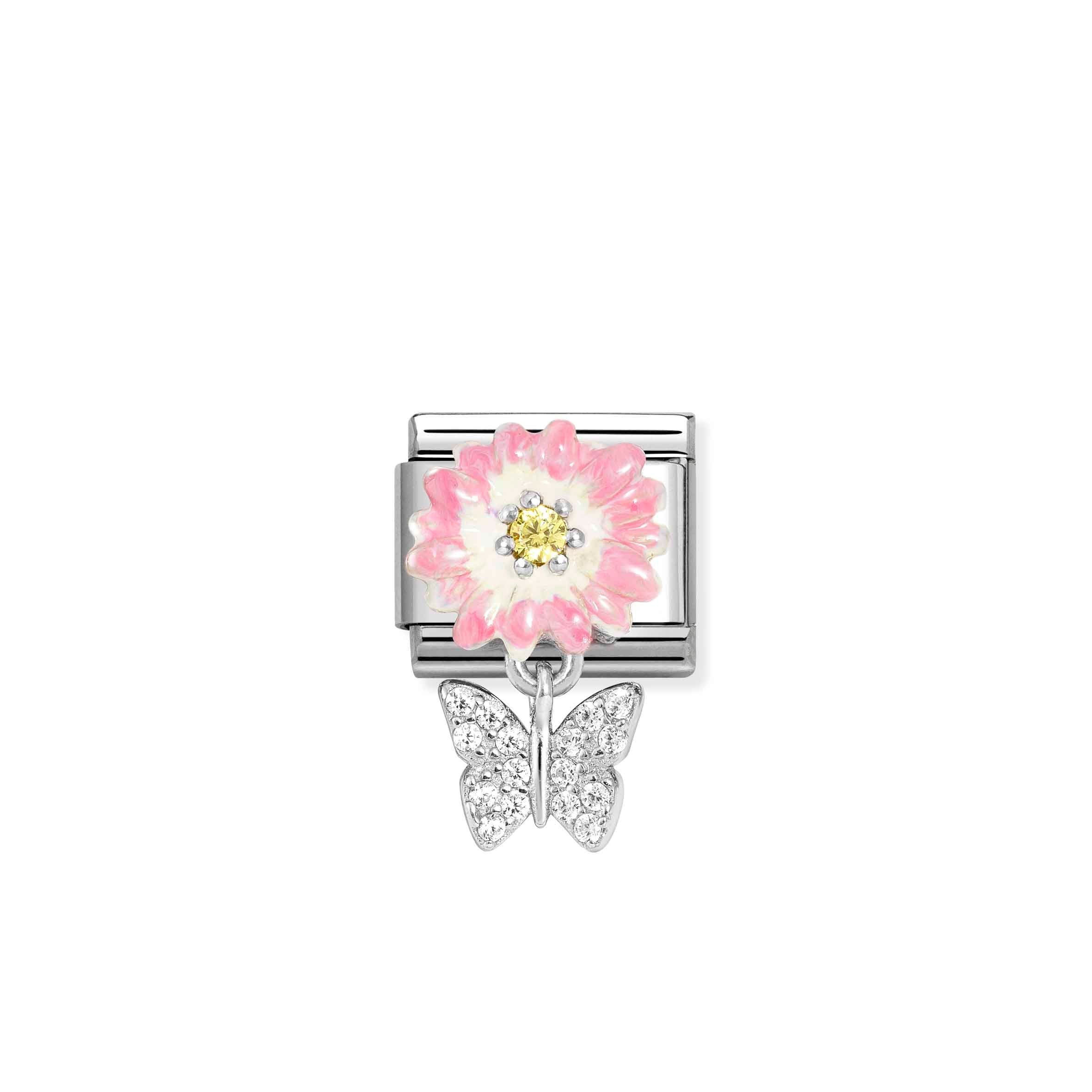 Nomination Composable Classic Pink Daisy and Hanging Butterfly Charm