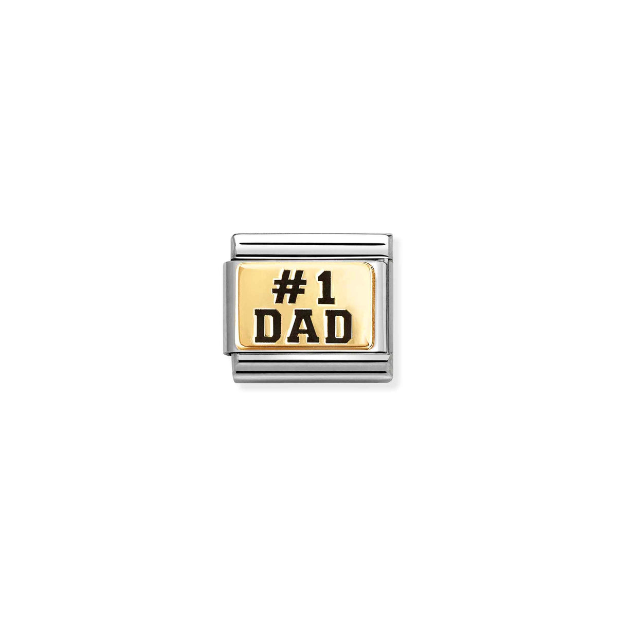 Nomination Composable Classic Dad No.1 Plate Charm - Stainless Steel & Yellow Gold