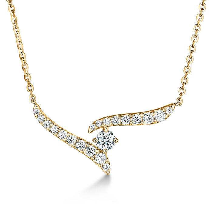 Hearts On Fire 18ct Yellow Gold 0.30ct Vela Crossover Diamond Pendant 18'
