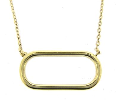 9ct Yellow Gold Open Rectangle Necklace