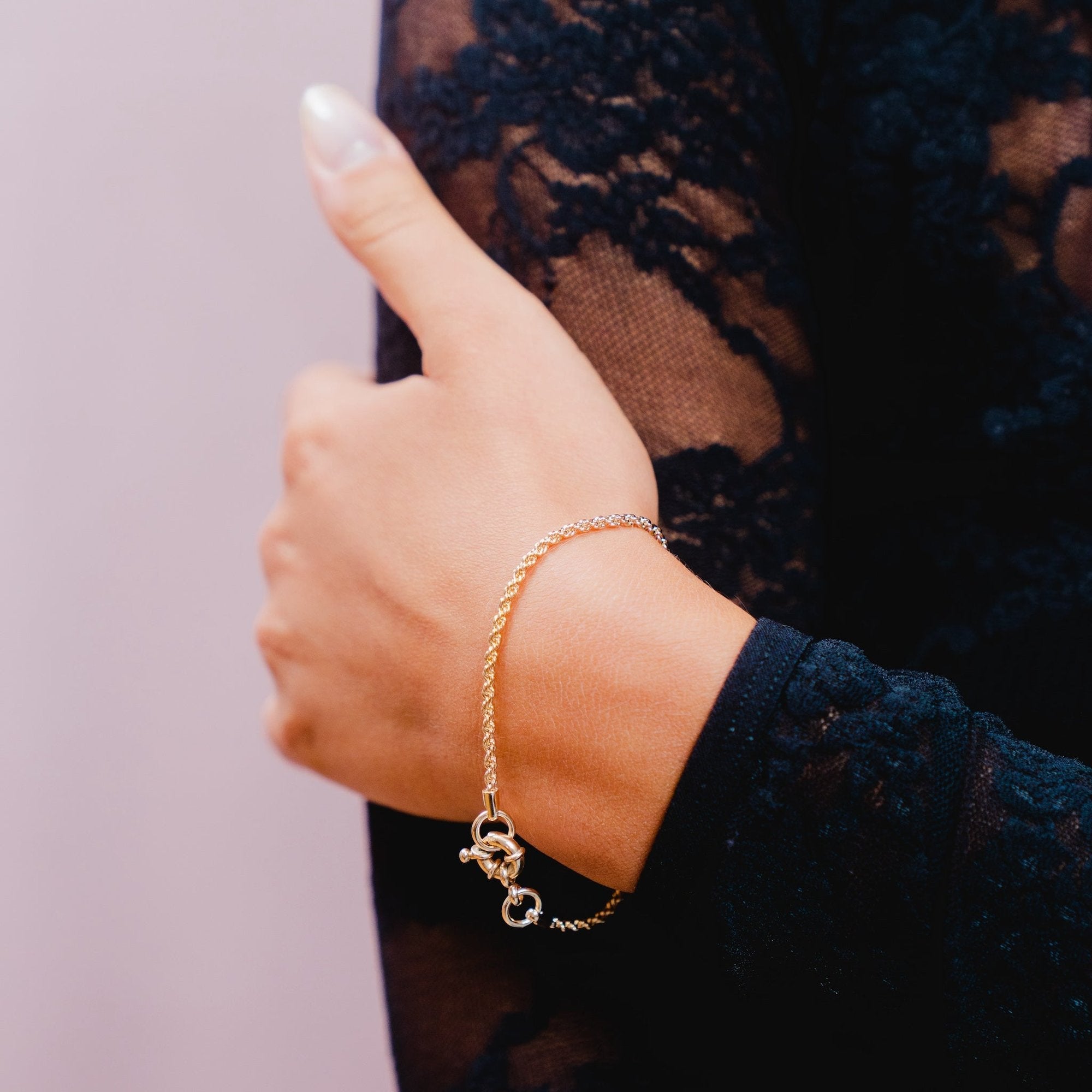 Seven Wonders - Yellow Gold Plated Rope Chain Bracelet 19cm