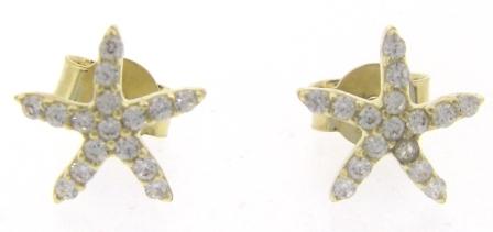 9ct Yellow Gold Cubic Zirconia Star Stud Earrings
