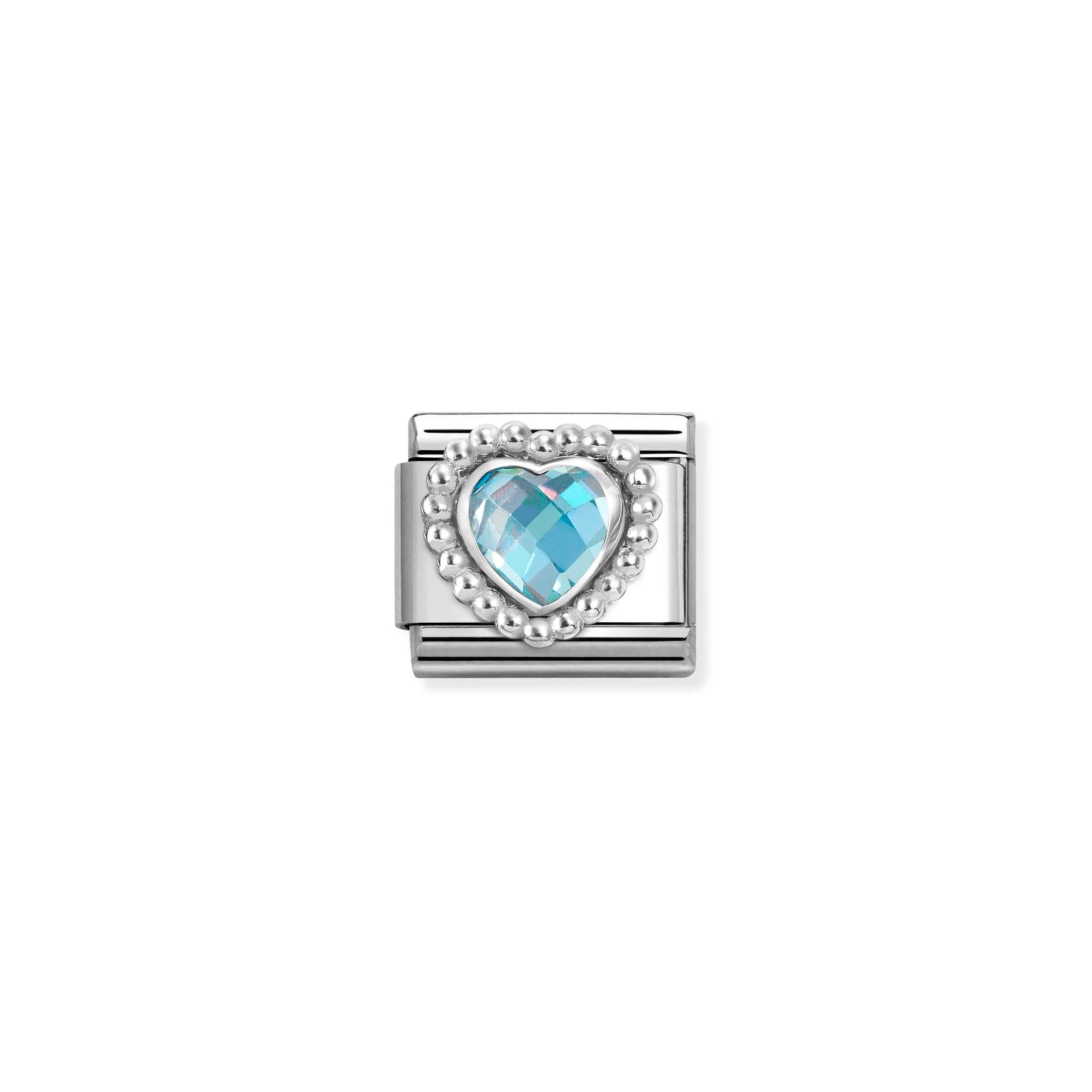 Nomination Composable Classic Light Blue Faceted CZ Heart Charm