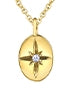 9ct Yellow Gold Star Set Diamond Oval Pendant