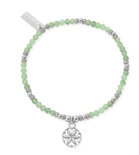 Sterling Silver Flower Mandala Aventurine Bracelet