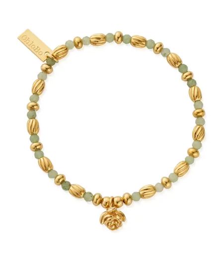 Yellow Gold Plated Silver Rosebud Aventurine Bracelet