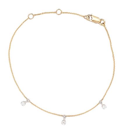 9ct Yellow Gold Hanging Diamond Bracelet