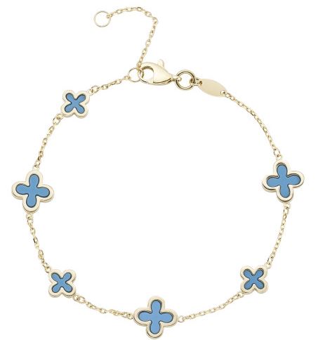 9ct Yellow Gold Turquoise Flower Bracelet