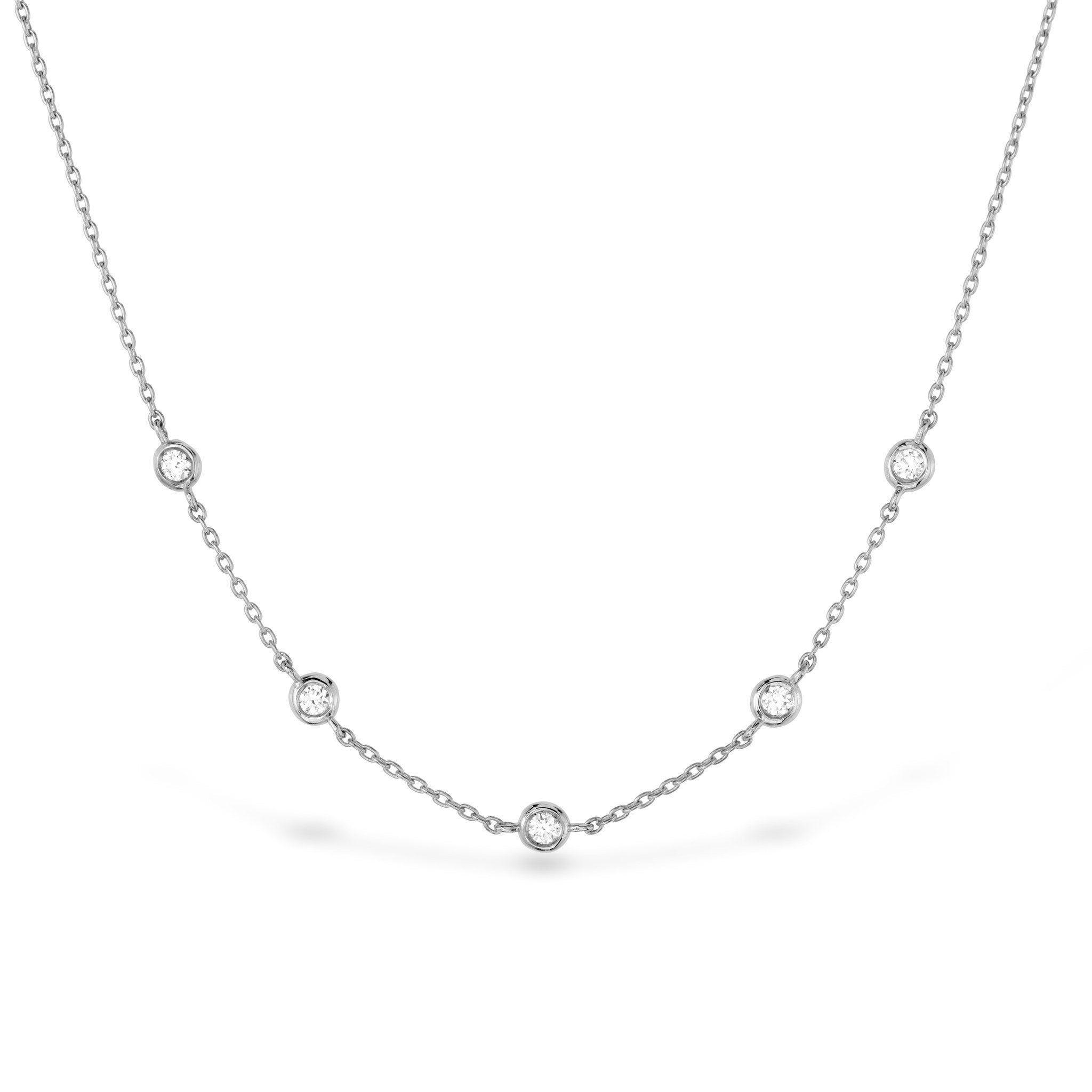 Hearts On Fire 18ct Yellow Gold 0.08ct HOF Signature Off-Set Five Bezel Necklace