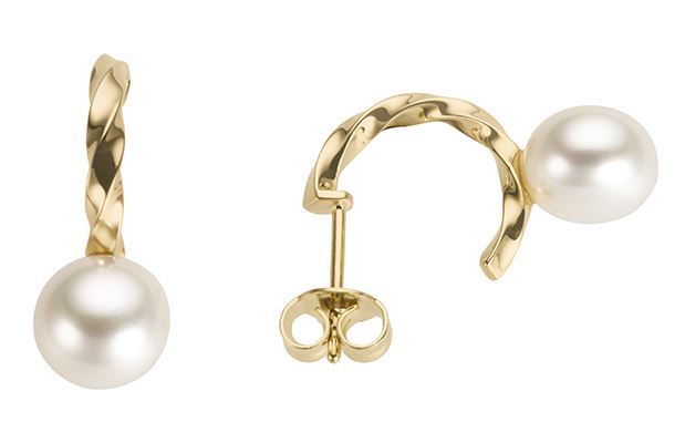 9ct Yellow Gold Cubic Zirconia Hoop Earrings with Pear Drop