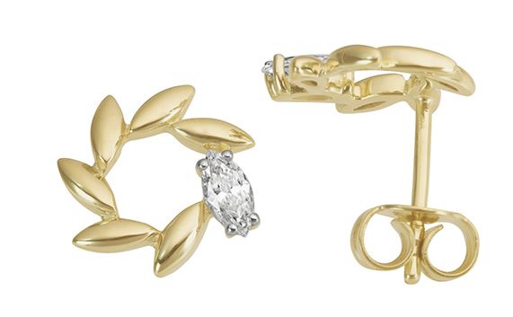 9ct Yellow Gold Interlocking Circles Cubic Zirconia Drop Earrings