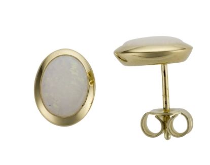 9ct Yellow Gold Round Amethyst Rubover Stud Earrings