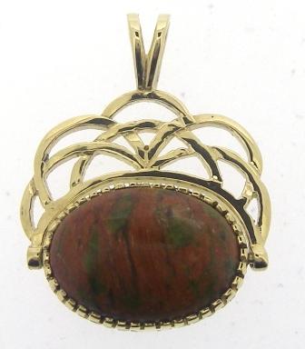Vintage 9ct Yellow Gold Red Agate And Hematite Double Side Fob