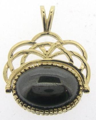 Vintage 9ct Yellow Gold Red Agate And Hematite Double Side Fob