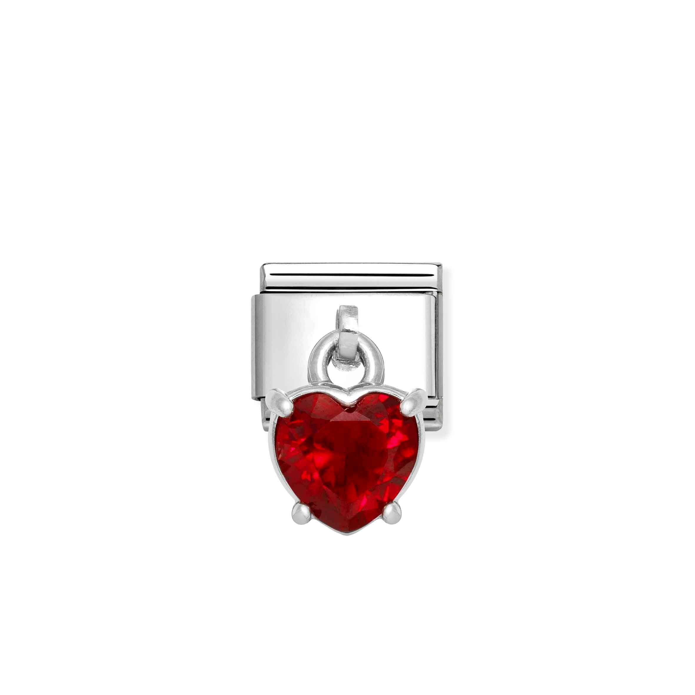 Nomination Composable Classic Hanging Red Heart Charm with Cubic Zirconia