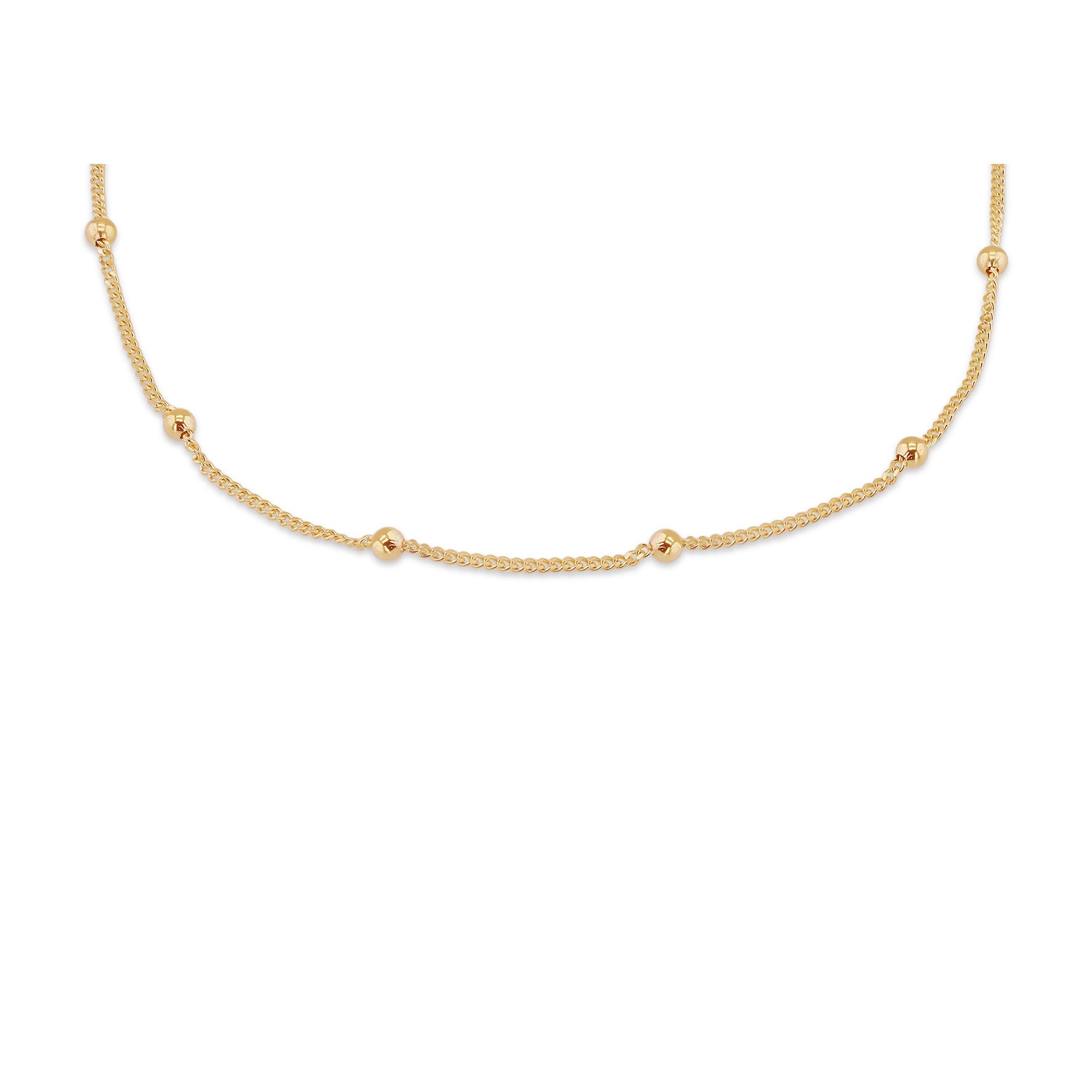 9ct Yellow Gold Curb and Ball Bracelet 7'
