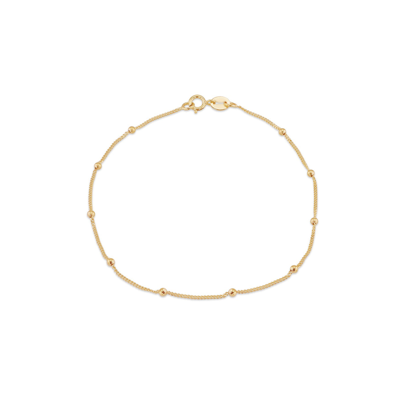 9ct Yellow Gold Curb and Ball Bracelet 7'