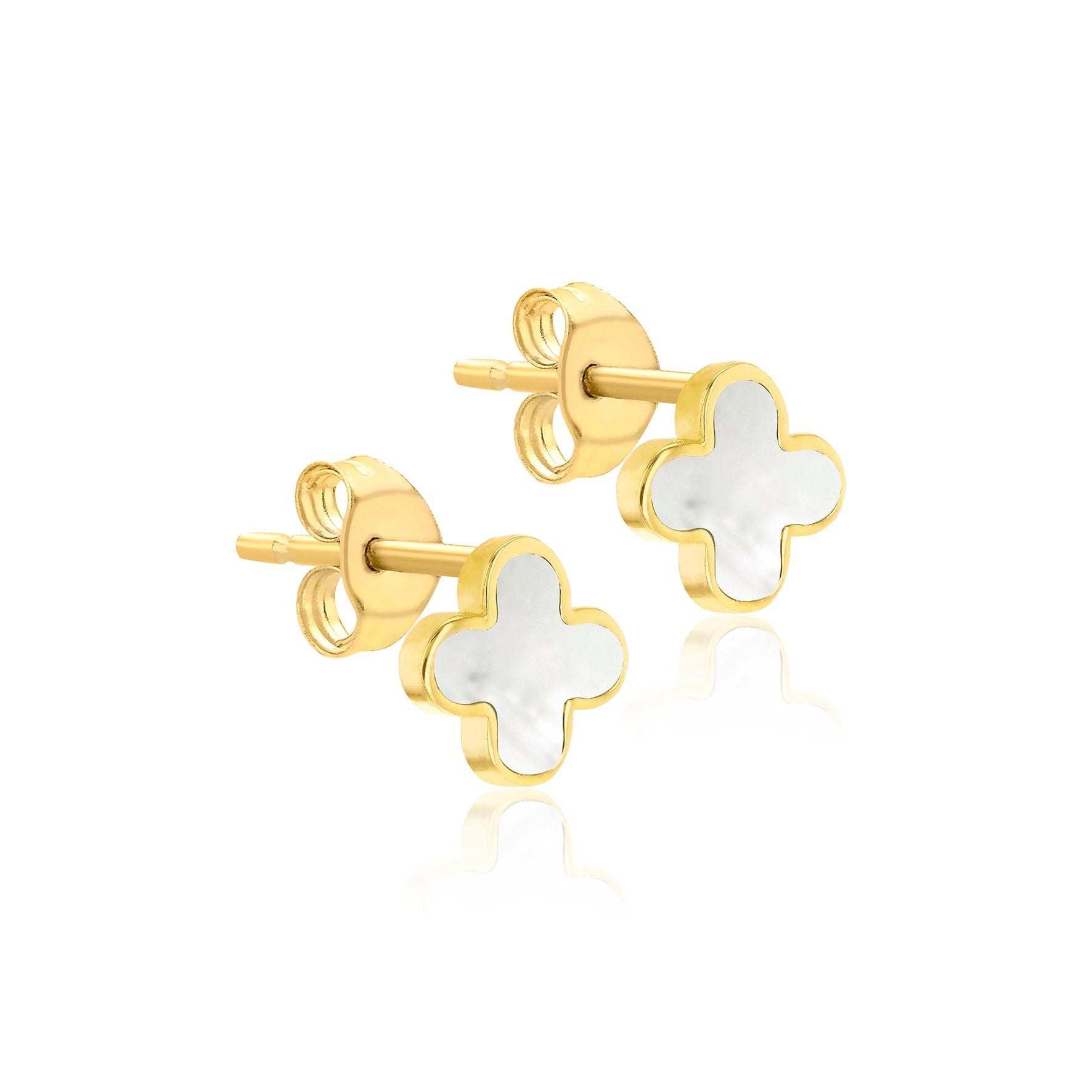 9ct Yellow Gold Mother of Pearl Petal Stud Earrings