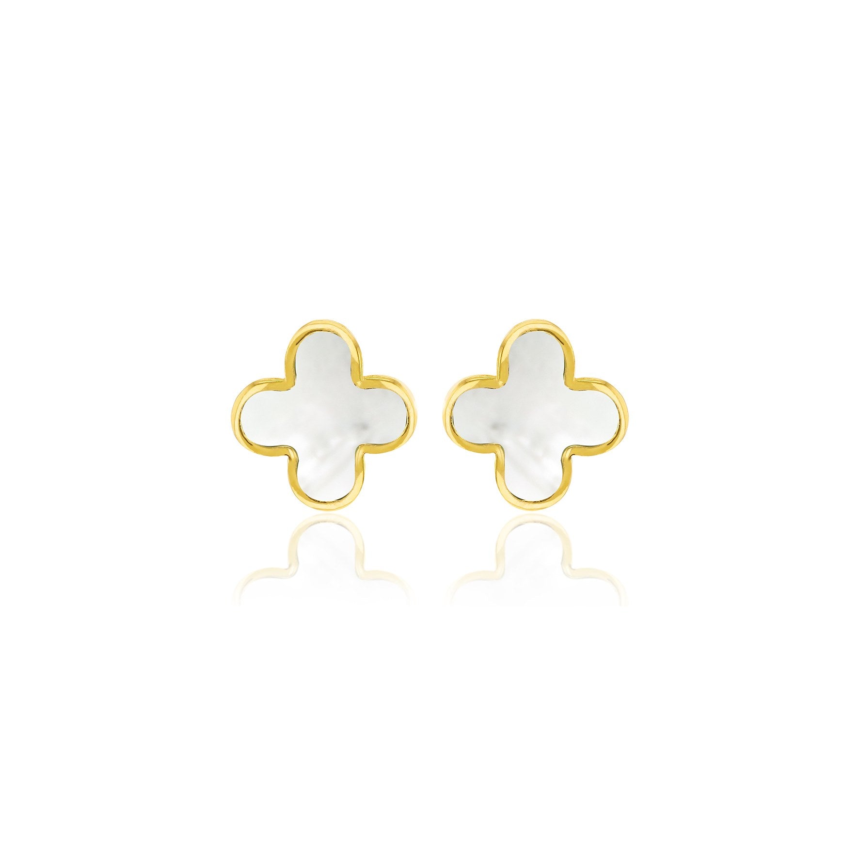 9ct Yellow Gold Mother of Pearl Petal Stud Earrings