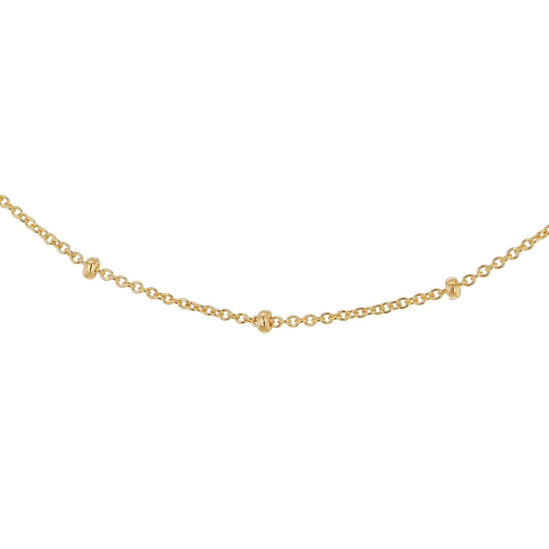 Sterling Silver Yellow Gold Plated Ball & Trace Chain 18'