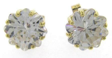 Vintage 9ct Yellow Gold Cubic Zirconia Stud Earrings