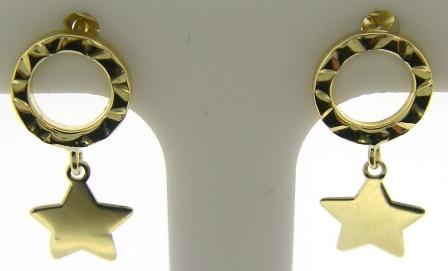 9ct Yellow Gold Double Open Circle Drop Earrings
