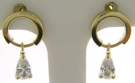 9ct Yellow Gold Cubic Zirconia Double Disc Drop Earrings