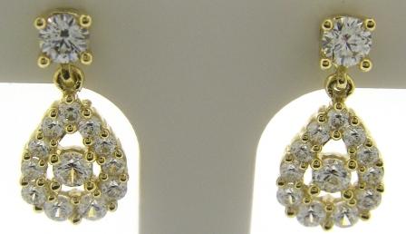 9ct Yellow Gold Open Teardrop Cubic Zirconia Drop Earrings