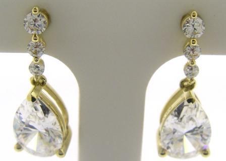 9ct Yellow Gold Cubic Zirconia Cube Drop Earrings